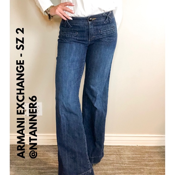 ARMANI EXCHANGE BELL BOTTOM JEANS - SZ 2 - Picture 2 of 4
